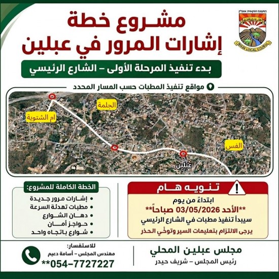 مجلس عبلين المحلي - مشروع خطة إشارات المرور ...